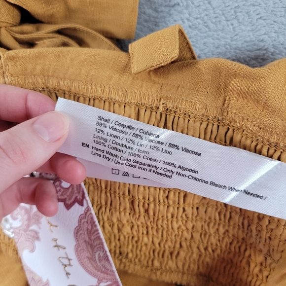 Band Of The Free Tie Back Mustard Yellow Tan Ruched Cropped Bralette Tank Top - Picture 10 of 10